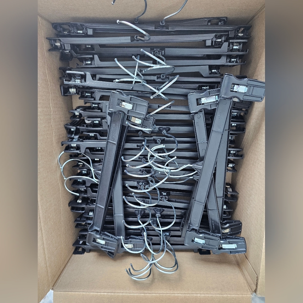 50 Black Plastic Clip Retail Hangers - Great For Pants - Organization  Like New!